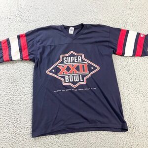 Super Bowl XXII 1988 Logo 7 Shirt Mens XL Blue USA Single Stitch‎ Redskins